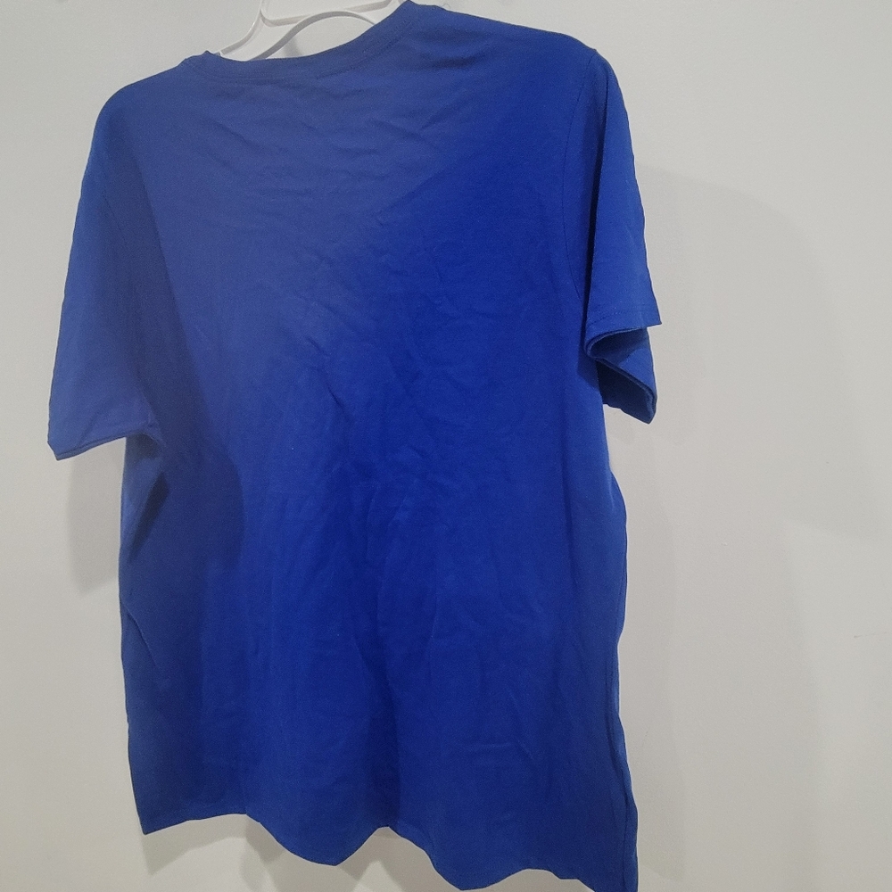 NWOT Blue "I Won" Short Sleeve Pink Ribbon Tee / Size XL / Pink Bracelet - Picture 5 of 9